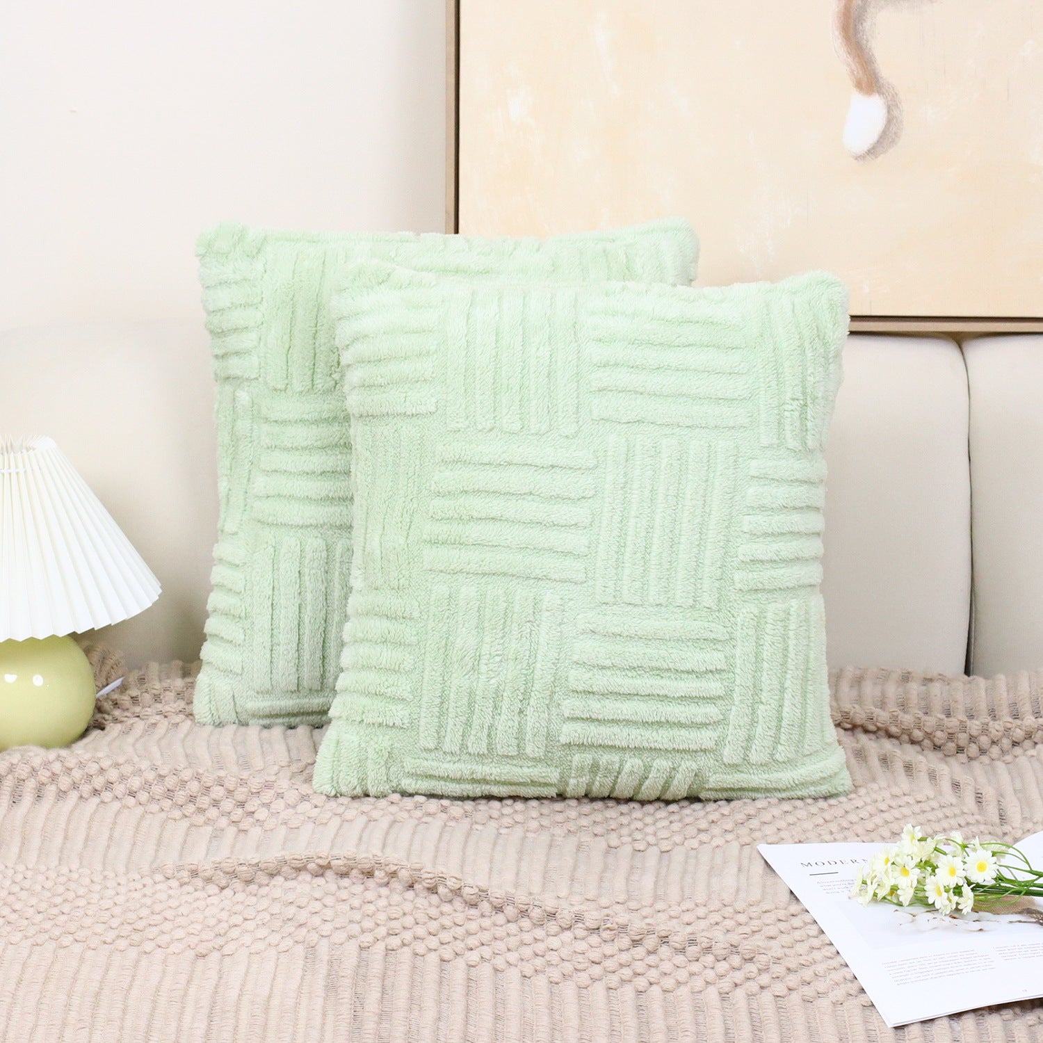 Woven Plush Throw Pillow Cover