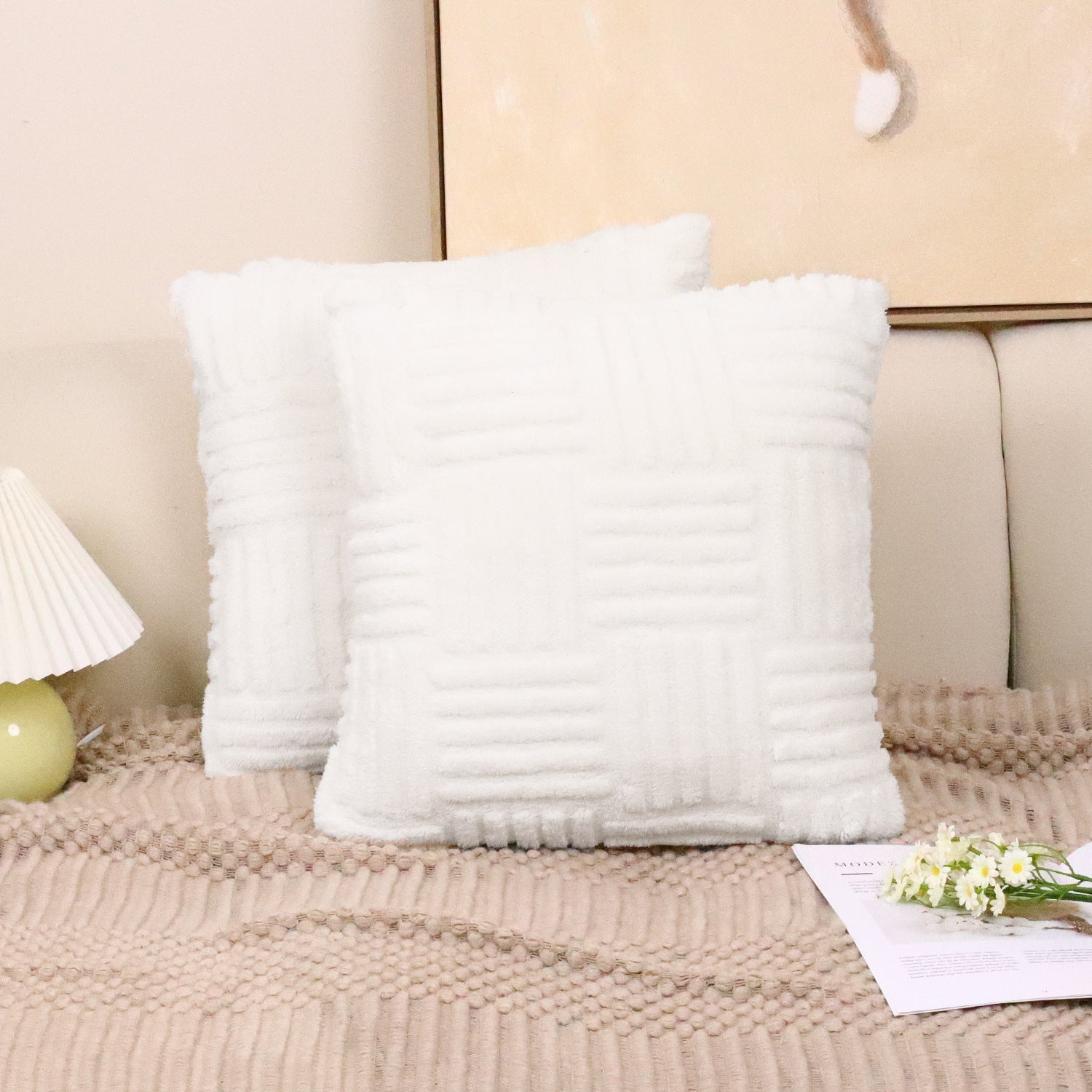 Woven Plush Throw Pillow Cover