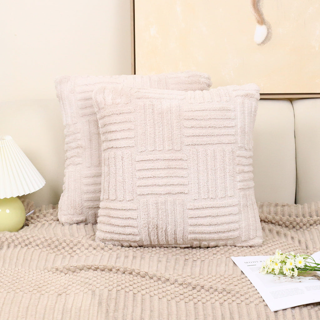 Woven Plush Throw Pillow Cover
